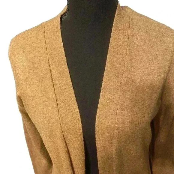 Time and Tru women’s Long sleeve open front cardigan in tan  size medium - Picture 3 of 9